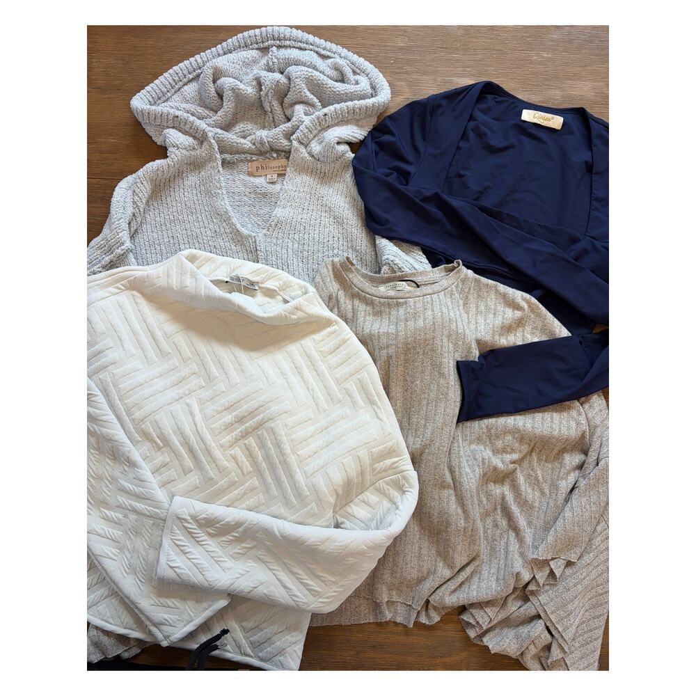 Women’s Neutral Tops Bundle Cropped Hoodie Bodysuit Sweater Lot 4